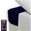 Happidea - Lenzuolo con Angoli Elastici, 100% Cotone, Tinta Unita, Made in Italy, Piazza e Mezza, 120x200 Altezza Max 25, Pack Barattolo Riutilizzabile, Blu Marine