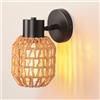LIGKIN Vintage Applique da Parete Industrial E27 Lampada da parete Paralume Cilindrico Creative Metal Rotating Design Rattan Lampada Retro per Corridoio Scala Cucina