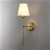 Pilanp Applique da Parete per Interni Lampada da Parete Rustica di metà secolo Lampada da Parete per Bagno con Paralume in Tessuto Bianco per Il corridoio del Soggiorno della Camera da Letto