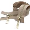 ZacLAy Cerniera Con Denti In Metallo Oro Chiaro Con Doppio Cursore Da 80/100/120Cm, Polvere in pelle, 5#, 80cm