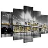 B&D XXL - Quadro New York NY 100x50 cm 5 Pezzi - Stampa su Tela Strutturata XXL Grande - Quadri Moderni Componibili Camera da Letto Matrimoniale - Stampe da Parete Arte - Città 030102-24