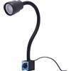 Estabeter Lampada da tornio CNC da 5 W, 220 V, con base magnetica, lampada da lavoro a LED flessibile a collo di cigno a 360°, luce gialla e bianca regolabile