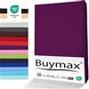 Buymax® Set 2 Pezzi Lenzuolo con Angoli Matrimoniale 160x200 cm in 100% Cotone Jersey - Colore Melanzana, per Materassi fino a 25 cm di Altezza