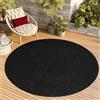 TAPISO Tappeto Rotondo a Pelo Corto, per Interni ed Esterni, Resistente ai Raggi UV, Nero, Tinta Unita, per Soggiorno, Camera da Letto, cameretta dei Bambini, Design Moderno, Öko-Tex 160 x 160 cm
