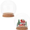 BENECREAT Cupola Espositiva A Cloche in Vetro Trasparente da 11x10.8 cm, con Base in Sughero, Copertura in Vetro con Fiore Trasparente Eterno per Feste, Diametro Interno: 74mm