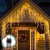 Aigostar Luci Natale Cascata 3M+5M*0.4M, 100 LED Catena Luminosa Impermeabile IP44, Luce Calda, 8 Modalità per Feste, Casa, Natale, Finestra, Matrimonio
