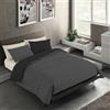 BANZAII TEXTILE INNOVATOR ONLINE Banzaii Set Copripiumino Singolo Microfibra Manopesca Double Face | Copripiumino 150x200 cm, Morbido Effetto Manopesca No Stiro con Federa Double Face, Grigio Scuro/Nero, Made in Italy