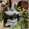Uziqueif Lanterna a Pagoda Giapponese da Esterno LED con Ornamento - Lampada Solare da Giardino in Stile Giapponese, Grigio