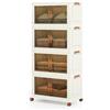 GIANTEX 4 Contenitori di Conservazione con Coperchio, 4 x 52 L Contenitori Pieghevoli Impilabili, Contenitori di Conservazione con Doppie Porte e Ruote, Casse di Conservazione Impilabili, Casse di