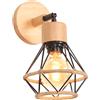 PETITES ECREVISSES Lampada da Parete Industriale Vintage Applique da Parete E27 in Corda di Canapa Lampada a Muro Regolabile Metallo e Legno 16CM per Camera da Letto Corridoio (Applique -B- 1)