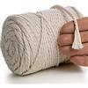 MeriWoolArt Filato macramè, 4 mm, 75 m, colore naturale, filo di cotone spesso, per arazzo da parete macramè, fioriere, tende e altro ancora fai da te (colore naturale, 4 mm x 75 m)