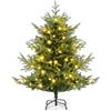 COSTWAY Albero di Natale Artificiale 135/180/210/240 CM, Albero di Natale con 160/240/340/450 Luci LED Bianche Calde, 442/778/1090/1480 Punte di Rami e Foglie Miste in PE & PVC (135 CM)
