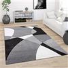 Paco Home Tappeto Salotto Pelo Corto Moderno Look 3D Contorni Rifilati Motivo Astratto, Dimensione:240x330 cm, Colore:Nero-Bianco