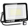 YOJZMA 100W Sensore di movimento Luce esterna, 10000LM LED Flood Lights per esterni 6000K Daylight White IP66 Luci di sicurezza impermeabili per giardino, garage, cortile, campo sportivo, patio