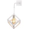 VR VETRINEINRETE Vetrineinrete® Applique da parete pendente a forma di cubo 3D stile minimal con portalampada E27 (Bianco)