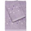 DEA Set Asciugamani da bagno Viso + Ospite in spugna 100% Cotone 550gr con Pois ricamato - Coriandoli (Lilla)