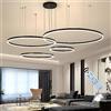 J.SUNUN Moderna lampada a sospensione a LED soggiorno 4 anelli collezione nero applique a sospensione a luce regolabile Lampadario a soffitto moderno dimmerabile con telecomando 20+40+60+80CM 108W