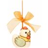 THUN, Addobbo Gallina Ester in Ceramica Decorata a Mano con Nastro, Linea Sorprese di Pasqua, 4.2 x 4 x 5.2 cm h