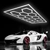 GAORUTO Plafoniera LED Esagonale per Garage, 672W 6500K Griglie a Nido D'ape Collegabili, Luci da Negozio per Magazzino, Officina, Palestra, Seminterrato, Autolavaggio 14 HEX