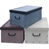 Spetebo - Set di 3 scatole portaoggetti con coperchio 51 x 37 cm - Crema, Blu, Bordeaux - Box impilabile in cartone con maniglie 45 litri - Organizzatore scatola portaoggetti multiuso, scatola per