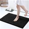 IlGruppone Tappeto da Bagno Microfibra Super Soffice Lavabile in Lavatrice Antiscivolo Assorbente Lavaggio Rapido Super Morbido Bagno Doccia Camera Letto - Nero - 50x80 cm