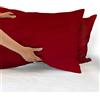 IlGruppone Coppia federe per Cuscino guanciale Letto 100% Cotone Made in Italy con Patella Interna - Bordeaux - 52x80 cm