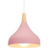 iDEGU 20CM Lampada a Sospensione Retrò LED Lampada a Soffitto in Legna Metallo Moderna Lampadario a Forma di Goccia Stile Scandinavo Plafoniera per Soggiorno Sala da Pranzo Cameretta (Rosa 1 Pezzo)