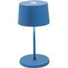 Zafferano Lampada Olivia Mini Lampada da Tavolo Portatile e Ricaricabile con Controllo Touch, Adatta per Salotto ed Esterni, Dimmer, 2700-3000 K, Altezza 22 cm, Colore Blu Capri