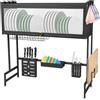 LANTUS Organizzatore Lavello Cucina, Asciugatoio/Scolapiatti, Cucina Antiruggine con Porta, Scolapiatti da Cucina, Grande Scaffale Portaoggetti, 75 x 30 x 78 cm-Nero