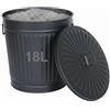 Jinfa Bidoncino spazzatura nero metallo 18L bidone umido pattumiera con coperchio cucina cestino bagno cestino ufficio - Design classico elegante, Verniciatura a polvere - Nero Ø 29 cm, h 31,5 cm