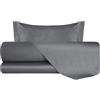 VANITA' DI RASO Completo letto Lenzuola di Raso Matrimoniale, Made in Italy, Lenzuolo piano 240x290cm + Lenzuolo Sotto con Angoli 160x190cm + 2 Federe a 2 Volani 50x80cm - Grigio