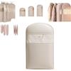 Generico Borsa porta abiti salvaspazio con cerniera autocompressiva, organizer per armadio e contenitore per piumini, sacchetti porta abiti antipolvere, sacchetti a compressione (Beige, M)