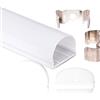 AFTERTECH 1x 2metri 2319 23x19mm Profilo Plastico Stondato Tubolare Impermeabile Ip68 per Strisce Strip LED con Barra Alluminio Rigida INTERA 2MT 2m 200cm Plastica OPACA (1x 2metri 2319 fog)
