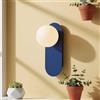 B·LED BARCELONA LED BARCELONA LED Applique da Parete Brian E27 - Lampada da Muro Stile Nordico con Sfera in Vetro Opale, Faretti da muro Design Minimalista, Base in Alluminio Blu, Uso Interno IP20