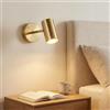 B·LED BARCELONA LED BARCELONA LED Applique da Parete Dorata in Metallo per Interni, Lampada da Comodino Moderna e Industriale, Stile Minimal e Vintage, Orientabile, Ideale per Bagno, Specchio e Soffitto