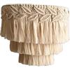 Fonowx Paralume Boho Macramè da Sospensione, 30 cm x 35 cm, Neutro, Foglia, Fatto a Mano, Elegante e Moderno, Per Lampadario, Include Fusibile, Da Appendere, Strutturato, 1 Pezzo