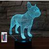 SUPERHONGJIHAO Luce notturna per bambini 3D Bulldog francese lampada Led con telecomando 16 colori che cambiano regalo di Natale compleanno per bambino