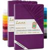 Lavea® Set 2 Lenzuola con Angoli Singolo 90x200 cm - Jersey 100% Cotone - Per Materassi Topper fino a 10 cm - Con Elastico Tutto Intorno - Certificato OEKO-TEX - Lilla