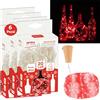 GINMA Set 6 Fili Luminosi 20 LED Tappo a Batteria con Cavo Trasparente - Catena Luminosa Decorativa per Interni ed Esterni, Lucine LED per Natale, Bottiglie (Rosso Rubino, 2 Metri (20 LED) TAPPO)