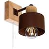 alfalux Applique Da Parete Interno Con Interruttore A Corda Lampada Da Parete LED In Metallo E Legno Per Soggiorno Camera Da Letto SHWAND-BR10x10BU Marrone