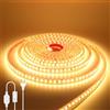 HEGEHE Striscia LED 220V [5M, Bianco Caldo 3000-3500K], con impostazione ON/OFF, 120LEDs/m Striscia LED impermeabile IP65 flessibile e tagliabile CRI90+, illuminazione decorativa per casa e negozi