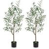 COSTWAY 2 Pezzi Pianta Finta di Oliva 130 cm, Pianta Olivo Artificiale in Vaso Decorazione per Casa e Ufficio, Pianta Finta in PE con Frutti Realistici da Interno ed Esterno (2)