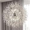 GLIvantad Lampadario Moderno in Cristallo Oro Rotondo - Splendente lampadario Satellite Artificiale - Ideale per Camera da Letto e Soggiorno - Stile Unico - 6 lampade - 68cm