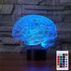SUPERHONGJIHAO Luce notturna per i bambini 3D cervello ha condotto la lampada con telecomando 16 colore che cambia regalo di compleanno di Natale per il bambino