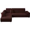 ShowyLive Copridivano con Penisola Elasticizzato, Fodere Divano Penisola Forma di L per Chaise Longue Sofa, Copridivano Angolare a Sinistra/Destra Universale, 3 Posti + 4 Posti, Marrone