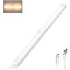 S.I.C Luce notturna LED; Ricaricabile USB; Sensore di Movimento; Striscia Magnetica e Adesiva; per Armadio, Sottopensile, Scale, Corridoi, Cucina (32cm, Luce Bianca Calda)