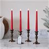 Lights4fun Set di 4 Candele Fine in Cera Rossa TruGlow® di 22cm con LED Bianchi Caldi a Pile e Telecomando per Interni
