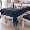 PETTI Artigiani Italiani - Tovaglia da Tavola Elegante di Cotone Rettangolare, per Tavolo Cucina, Soggiorno, con Balza in Pizzo Sangallo e Fiocchi, Tinta Unita, X6 Posti (140x180 cm) Blu Notte
