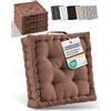 Beautissu Cuscini da pavimento 50x50 cm - Cuscino materasso spesso 10cm - 100% cotone cuscino per sedia da interno e da esterno cuscino da pavimento con maniglia cuscino marrone - Mila