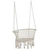 Outsunny Amaca da Giardino in Stile Boho Chic, Sedia Sospesa in Poliestere e Macramè per Interni ed Esterni, Crema, 80x60x36cm